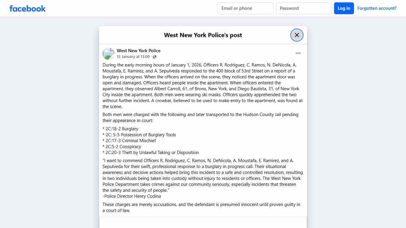 During the early morning hours of... - West New York Police Facebook