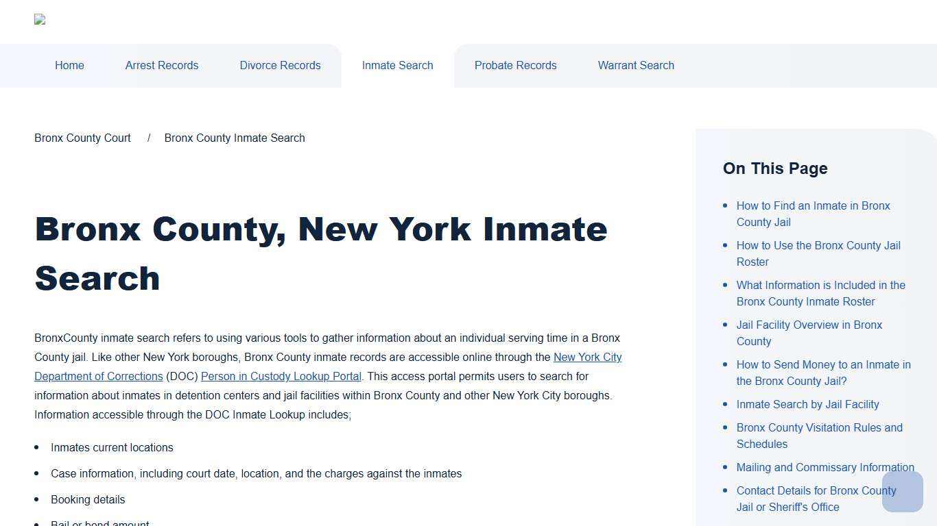 Bronx County Inmate Search Bronx County Court
