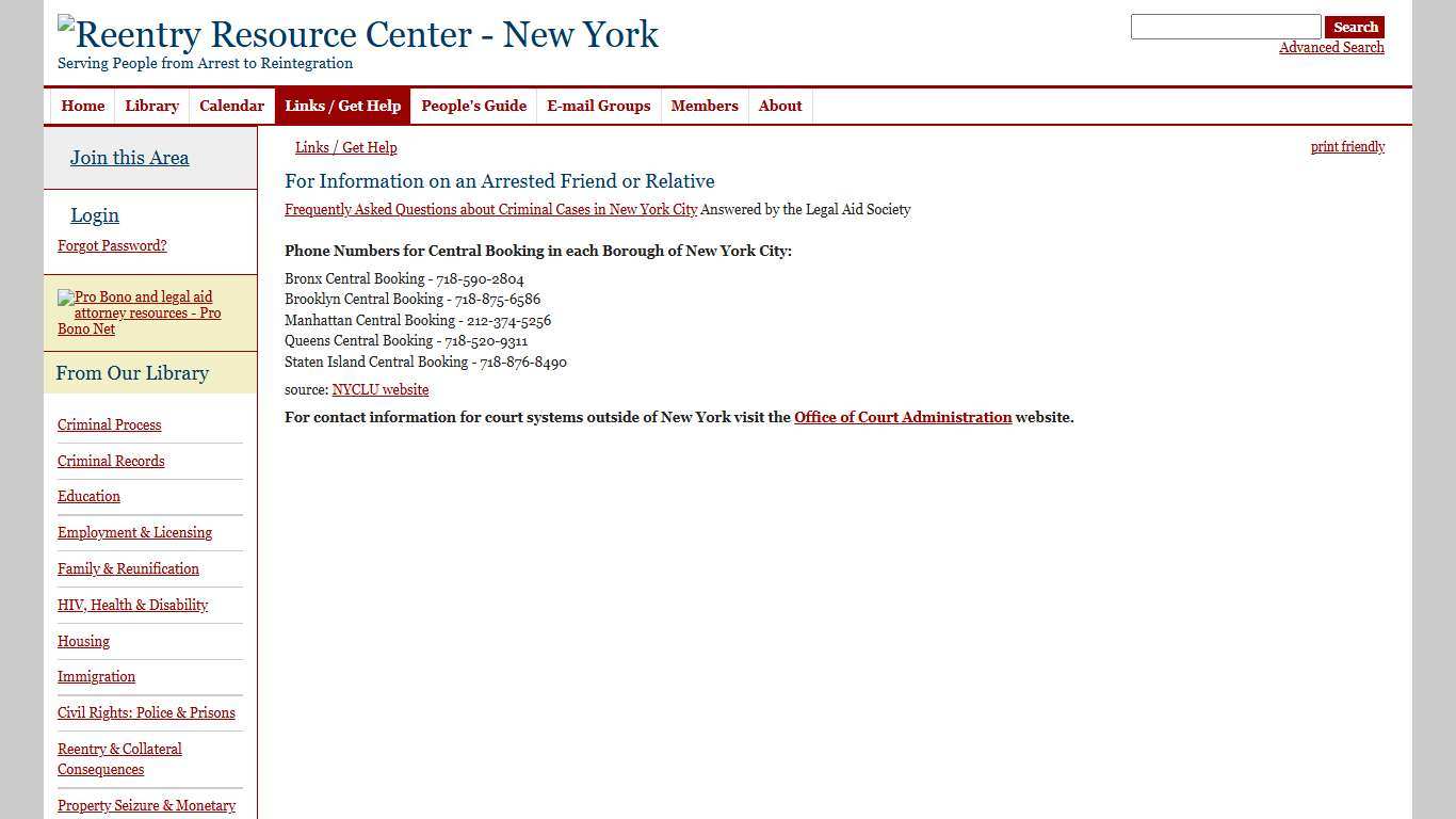 For Information on an Arrested Friend or Relative - Reentry Net